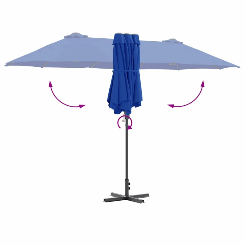 vidaXL Dārza parasols Azurblau 370 x 197 x 239 cm