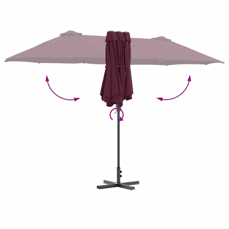 vidaXL Dārza parasols Bordo sarkans 370 x 197 x 239 cm