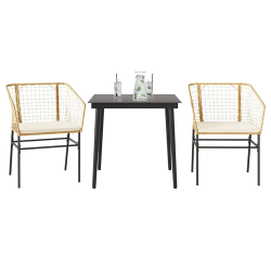 vidaXL 3-daļīgs dārza mēbeļu komplekts, matrači, brūna PE rotangpalma