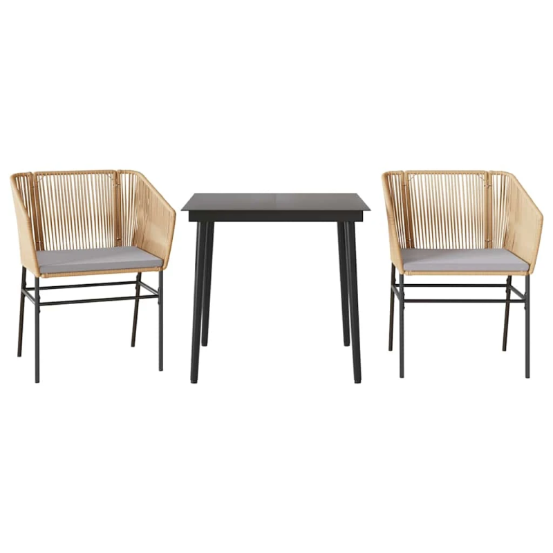 vidaXL 3-daļīgs dārza mēbeļu komplekts, matrači, brūna PE rotangpalma