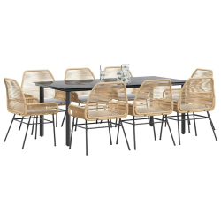 vidaXL 9-daļīgs dārza mēbeļu komplekts, matrači, brūna PE rotangpalma