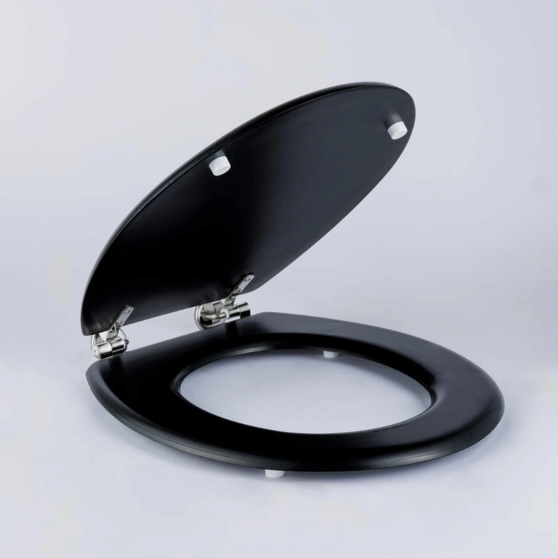 Beldray LA032355BLKTSF Black Wooden Toilet Seat