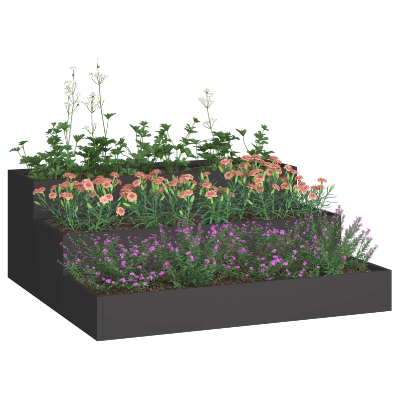 vidaXL Dārza stādītājs Melna 90 x 90 x 35 cm Auksti velmēta tērauds