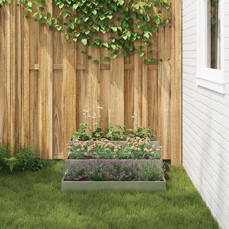 vidaXL Dārza stādītājs Sudraba 90 x 90 x 35 cm Cinkots tērauds