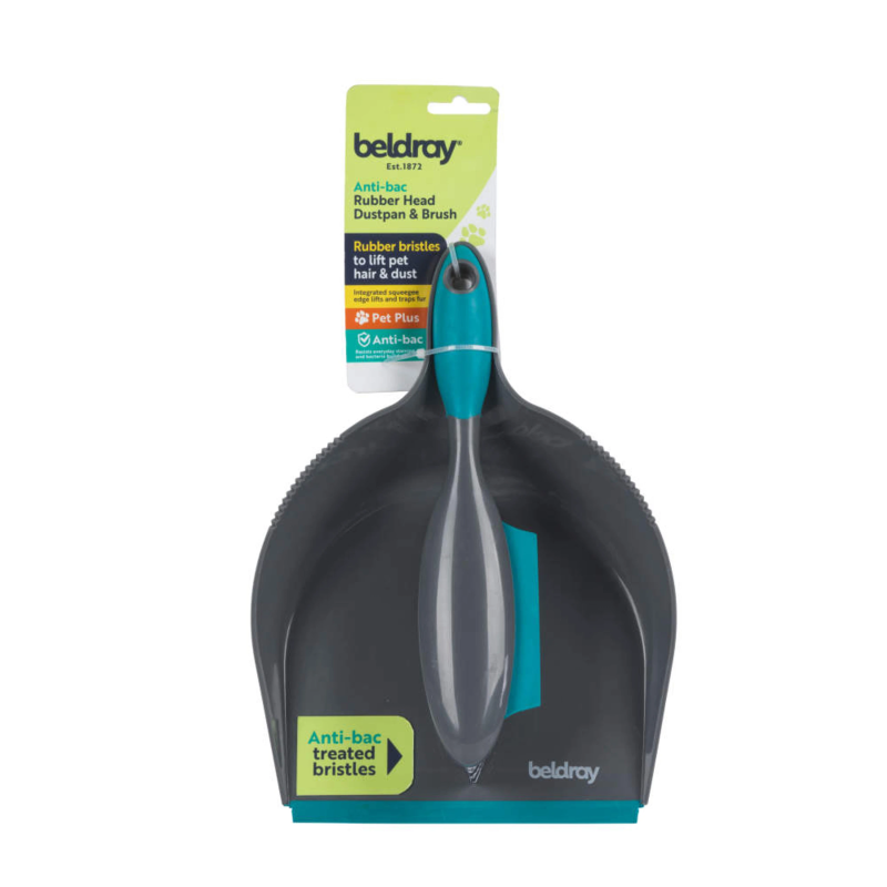 Beldray LA034191UFFEU7 Antibac Pet Plus+ Rubber Head Dustpan & Brush Set