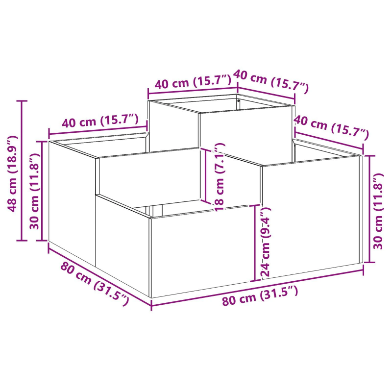 vidaXL Dārza stādītājs Olīvu zaļa 80 x 80 x 48 cm Tērauds