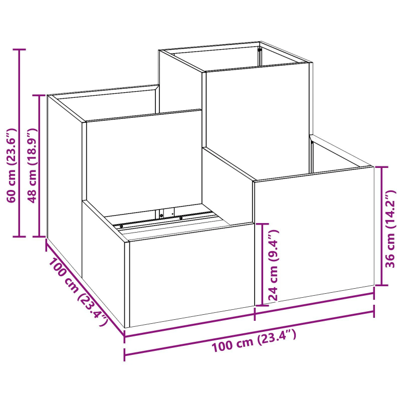 vidaXL Dārza stādītājs Olīvu zaļa 100 x 100 x 60 cm Tērauds