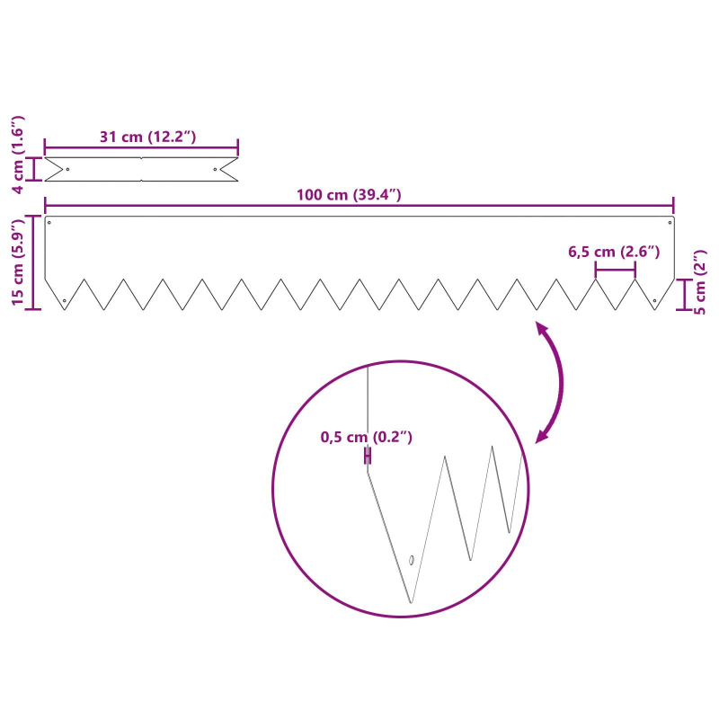 vidaXL Zāliena Apmale 50 pcs Antracīts 100 x 0.05 x 20 cm