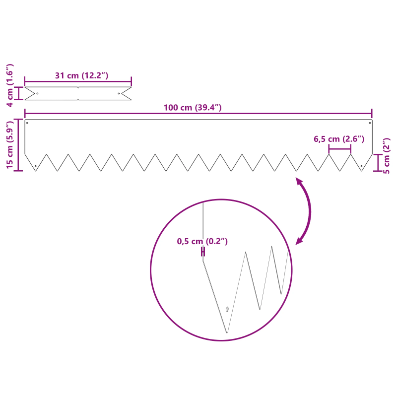 vidaXL Zāliena Apmale 50 pcs Olīvu zaļš 100 x 0.05 x 20 cm