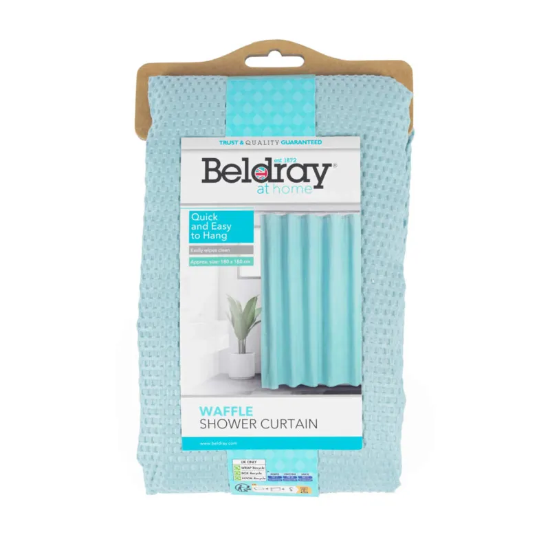 Beldray LA035655FAS Waffle Design Shower Curtain - Blue