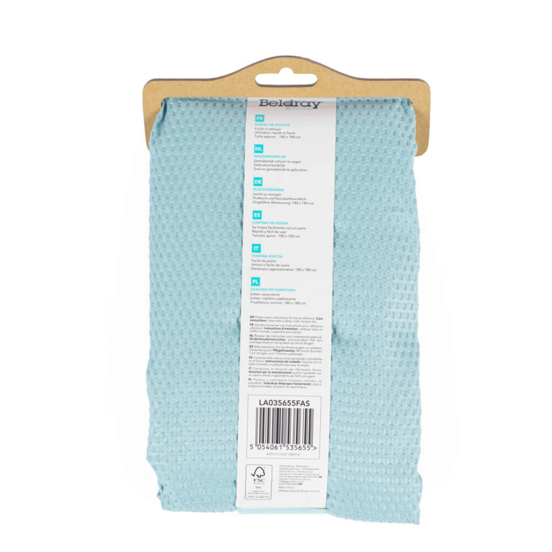 Beldray LA035655FAS Waffle Design Shower Curtain - Blue