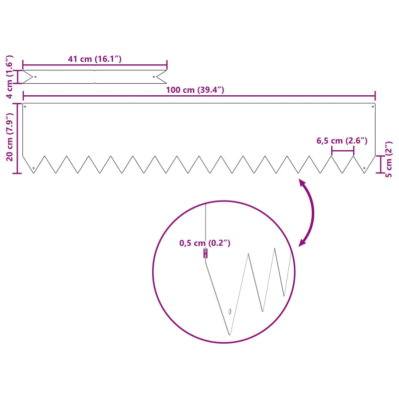 vidaXL Zāliena Apmale 10 pcs Olīvu zaļš 100 x 0.05 x 20 cm