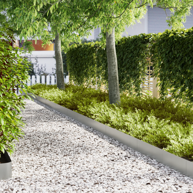 vidaXL Zāliena Apmale 10 pcs Sudraba 100 x 0.05 x 20 cm