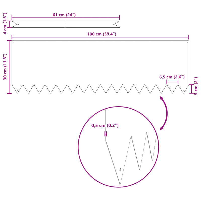 vidaXL Zāliena Apmale 10 pcs Sudraba 100 x 0.05 x 20 cm