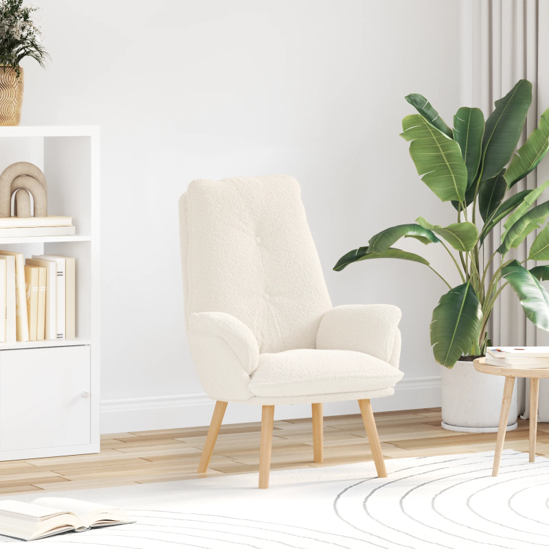 vidaXL atpūtas krēsls Krēmkrāsa 69 x 74 x 93 cm Šerpa Audums