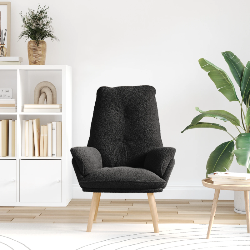 vidaXL atpūtas krēsls Melna 69 x 74 x 93 cm Šerpa Audums