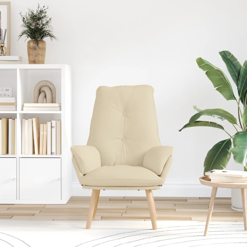 vidaXL atpūtas krēsls Krēmkrāsa 69 x 74 x 93 cm Audums un Plywood