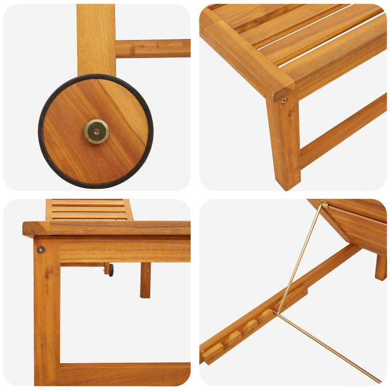 vidaXL Sauļošanās krēsls Brūna 202 x 53 x 89 cm Cietā akācijas koks