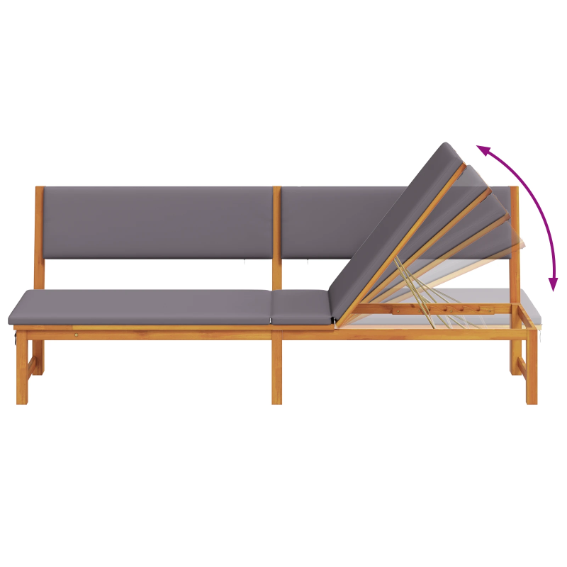 vidaXL Sauļošanās krēsls Brūna 200 x 57 x 75cm Akācijas masīvkoks