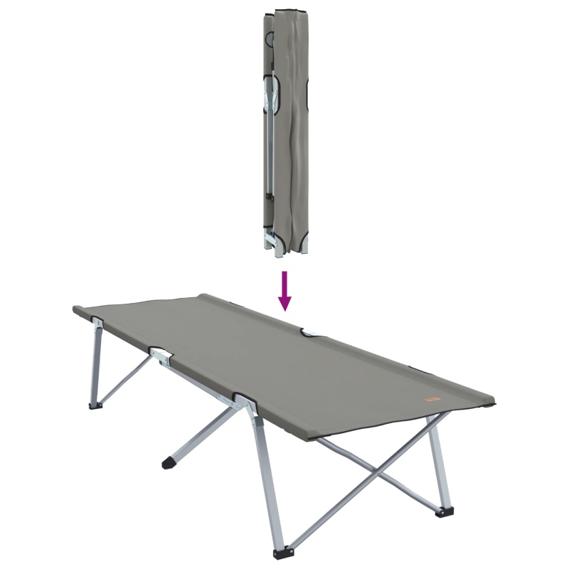 vidaXL Salokāma kempinga gulta Pelēka 194 x 62,5 x 42,5 cm
