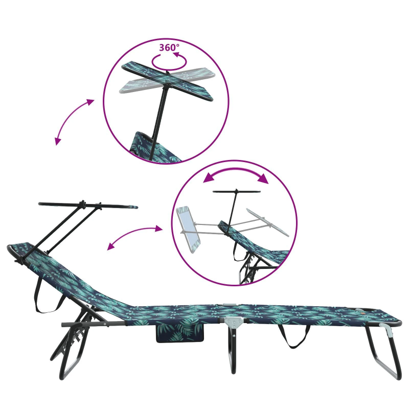 vidaXL Saliekamais sauļošanās krēsls Daudzkrāsains 190 x 57 x 81 cm