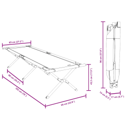 vidaXL Salokāma kempinga gulta Pelēka 193 x 69 x 45 cm