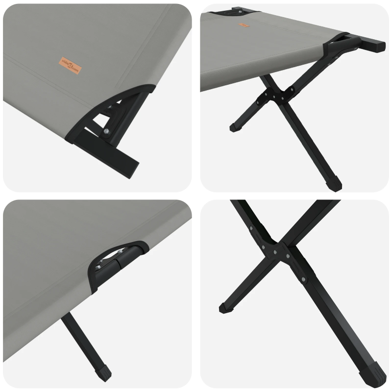 vidaXL Salokāma kempinga gulta Pelēka 193 x 69 x 45 cm