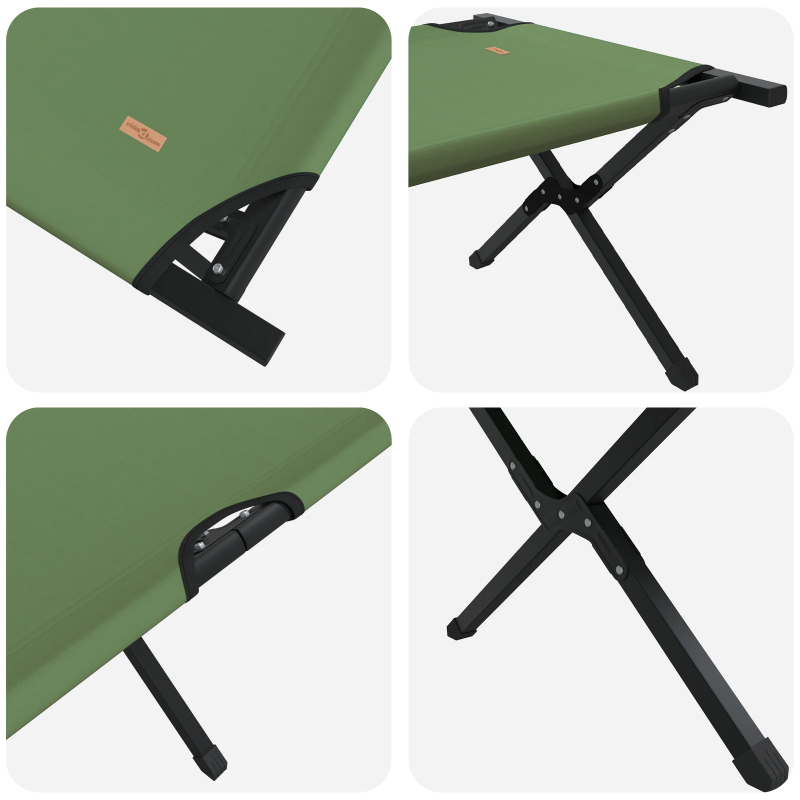 vidaXL Salokāma kempinga gulta Zaļa 210 x 80 x 46 cm Oksfordas audums