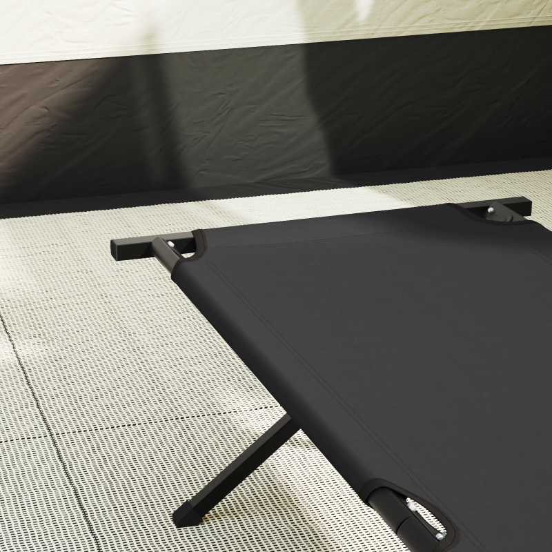 vidaXL Salokāma kempinga gulta 2 pcs Melna 210 x 80 x 46 cm