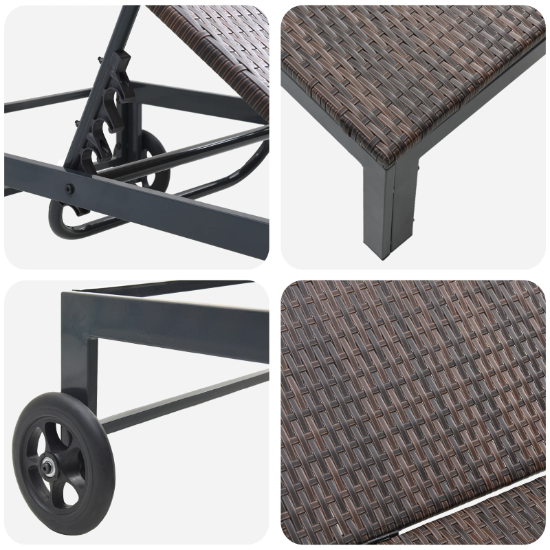 vidaXL Sauļošanās gulta 2-persona 3 pcs Brūna poliratāns