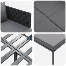 vidaXL Sauļošanās gulta ar spilvenu Antracīts 153 x 115 x 69.5 cm