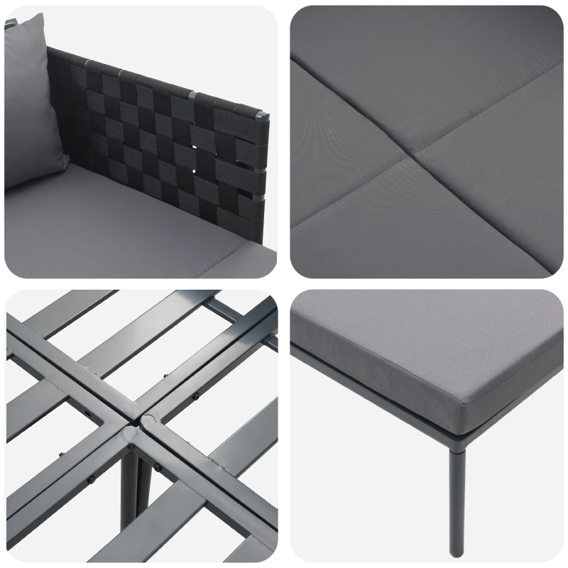 vidaXL Sauļošanās gulta ar spilvenu Antracīts 153 x 115 x 69.5 cm