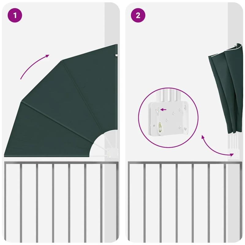 vidaXL Balkona privātuma ekrāns Tumši zaļš 115 x 115 cm Poliesters