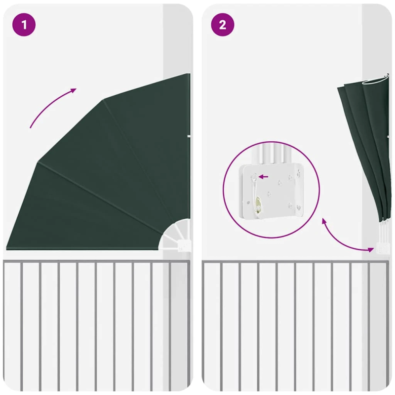 vidaXL Balkona privātuma ekrāns Tumši zaļš 160 x 160 cm Poliesters