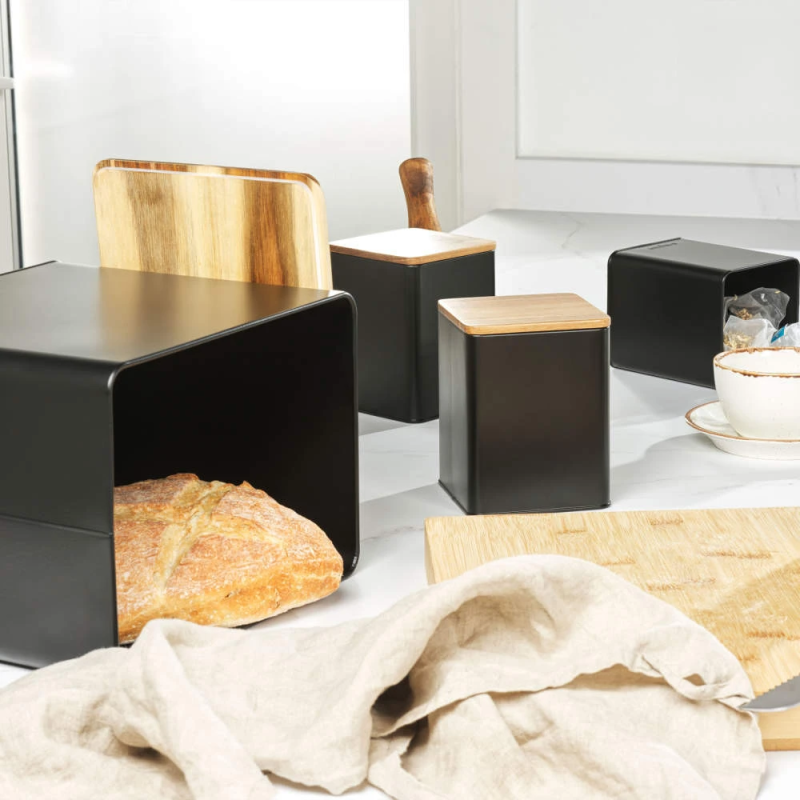 Salter BW129001EU7 Toronto 4-Piece Bread Bin & Canister Set - Black
