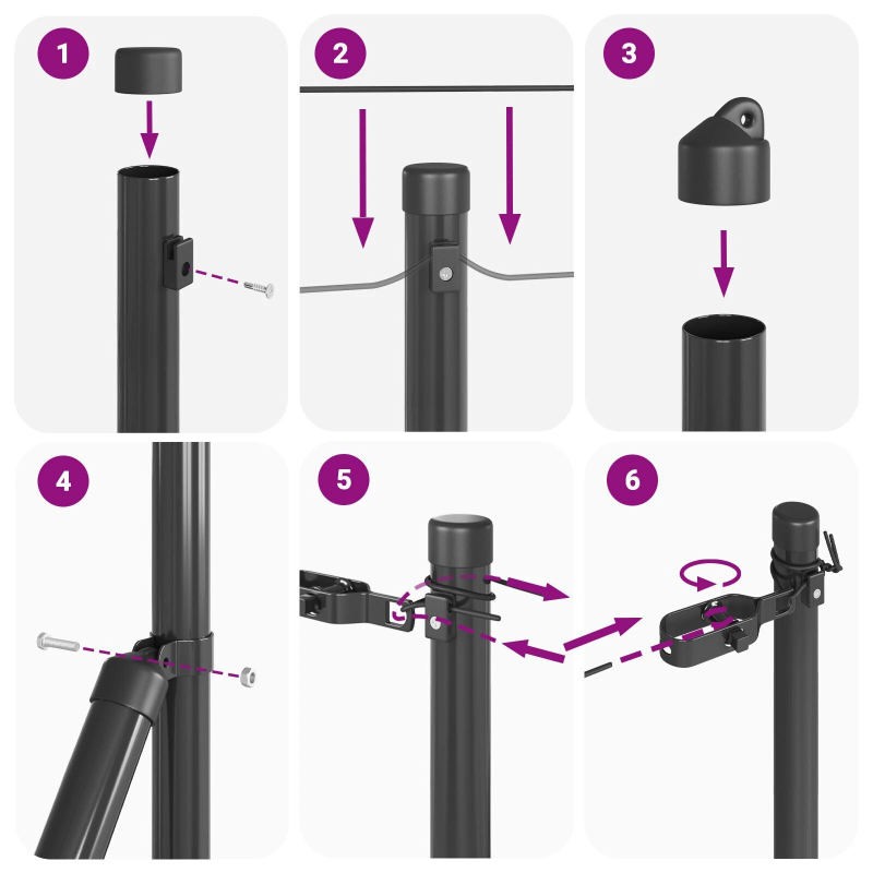 vidaXL Žoga āķis 7 pcs Pelēka Tērauds