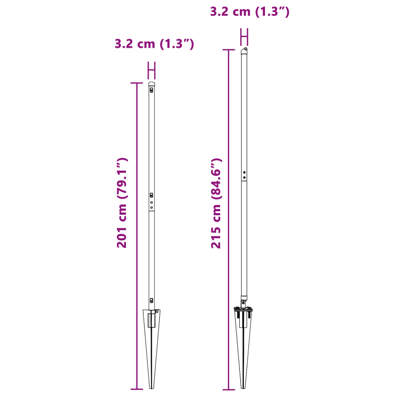 vidaXL Žoga āķis 7 pcs Pelēka Tērauds