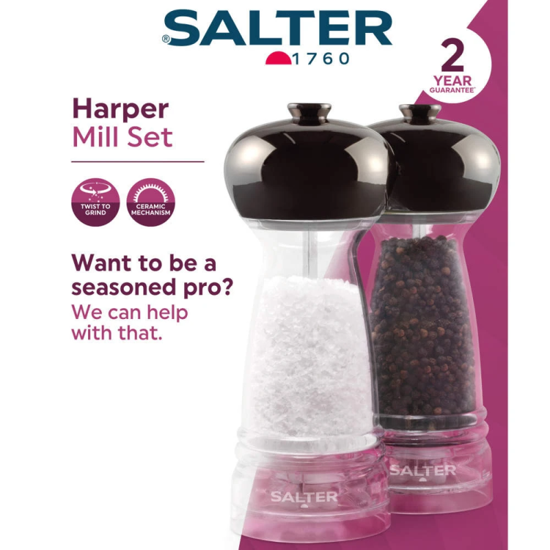 Salter BW12949GEU7 Harper Mill Set Clear-Grey