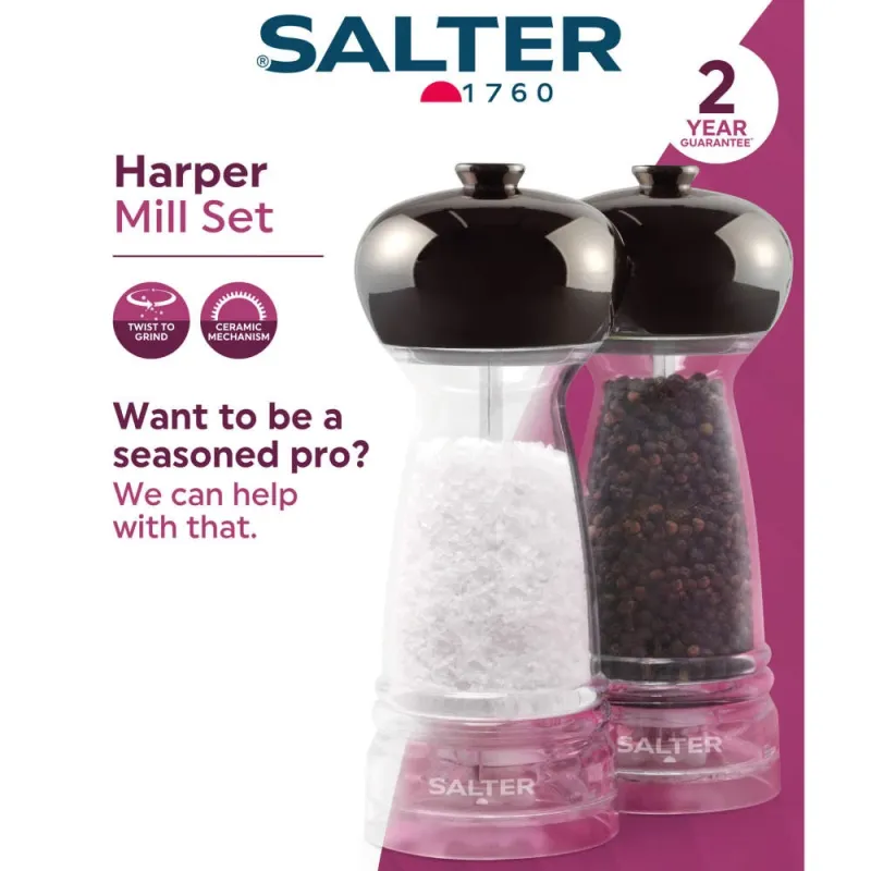 Salter BW12949GEU7 Harper Mill Set Clear-Grey