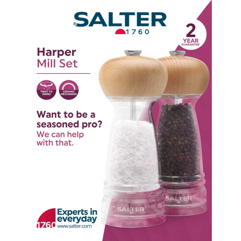 Salter BW12949BEU7 Harper Mill Set Beechwood