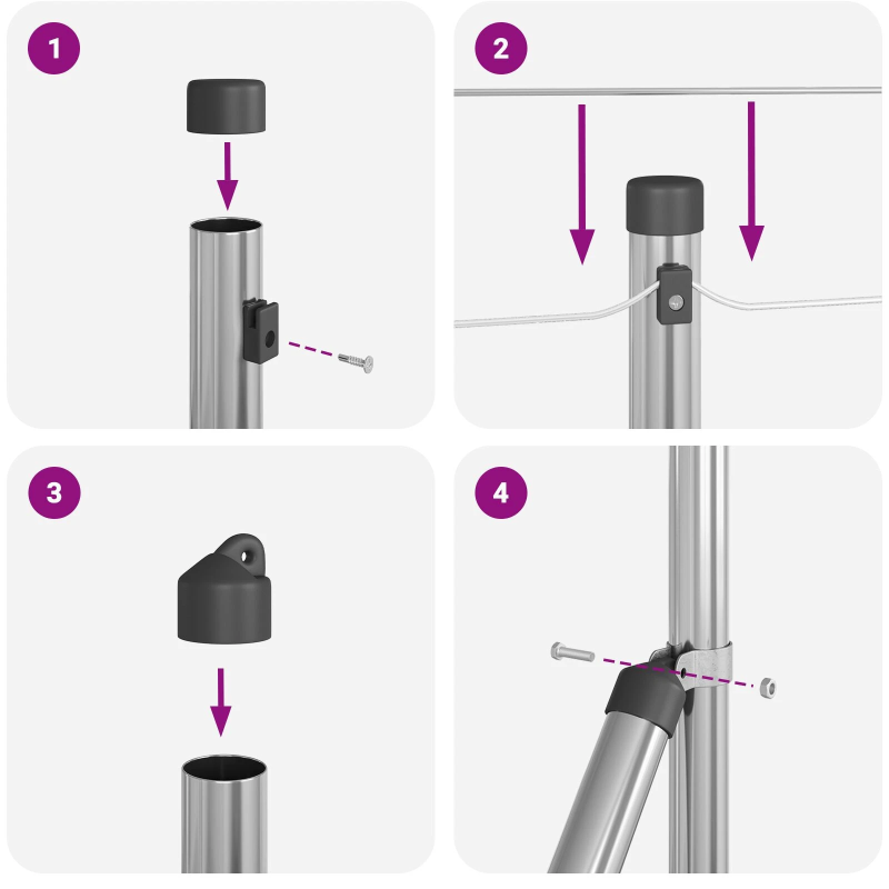 vidaXL Žoga āķis 7 pcs Sudraba Tērauds