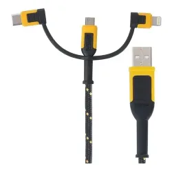 DeWALT Kevlāra šķiedras uzlādes vads 3in1 USB A-USB C-micro USB 1.2m