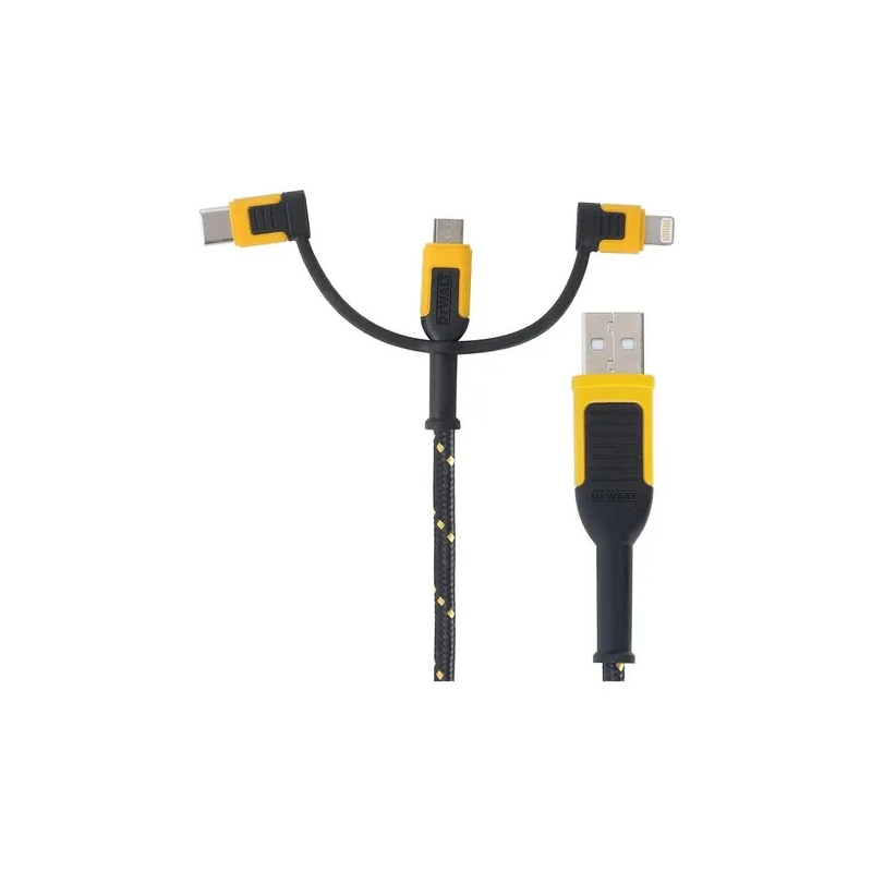 DeWALT Kevlāra šķiedras uzlādes vads 3in1 USB A-USB C-micro USB 1.2m