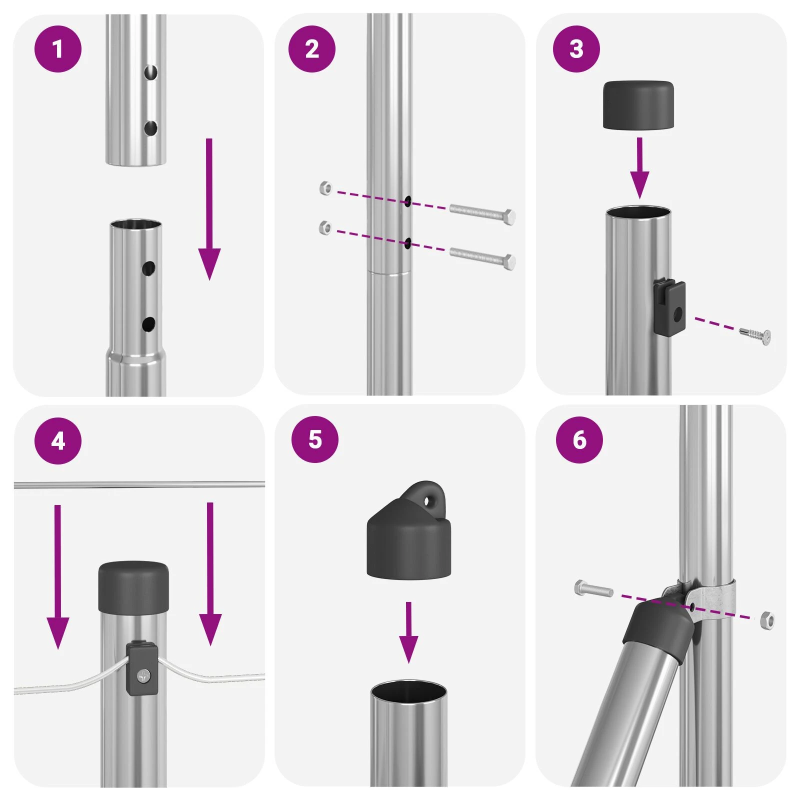 vidaXL Žoga āķis 7 pcs Sudraba Tērauds