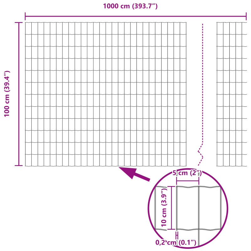 vidaXL Eiropas žogs 1 x 10 m PVC pārklāts dzelzs