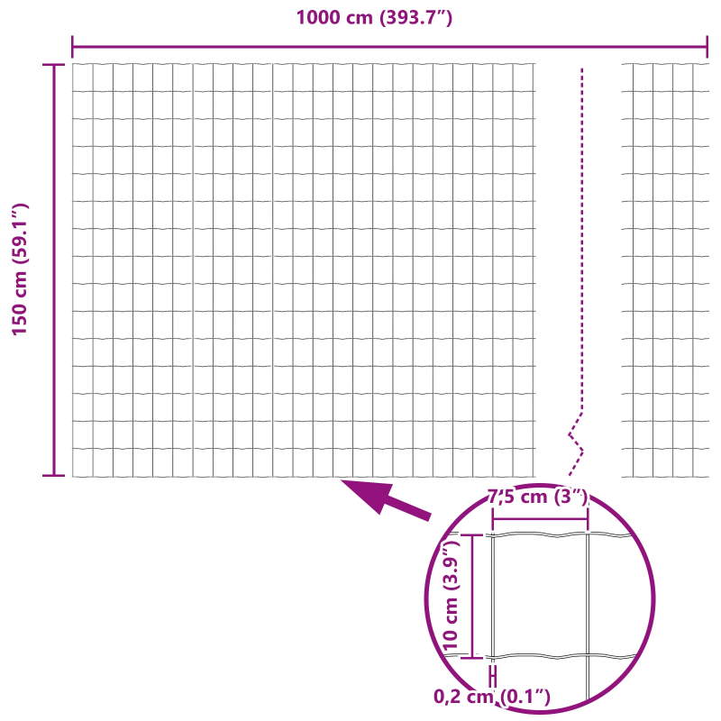 vidaXL Eiropas žogs 1,5 x 10 m PVC pārklāts dzelzs