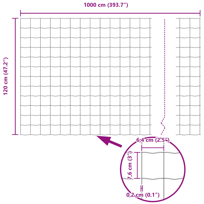 vidaXL Eiropas žogs 1,2 x 10 m PVC pārklāts dzelzs