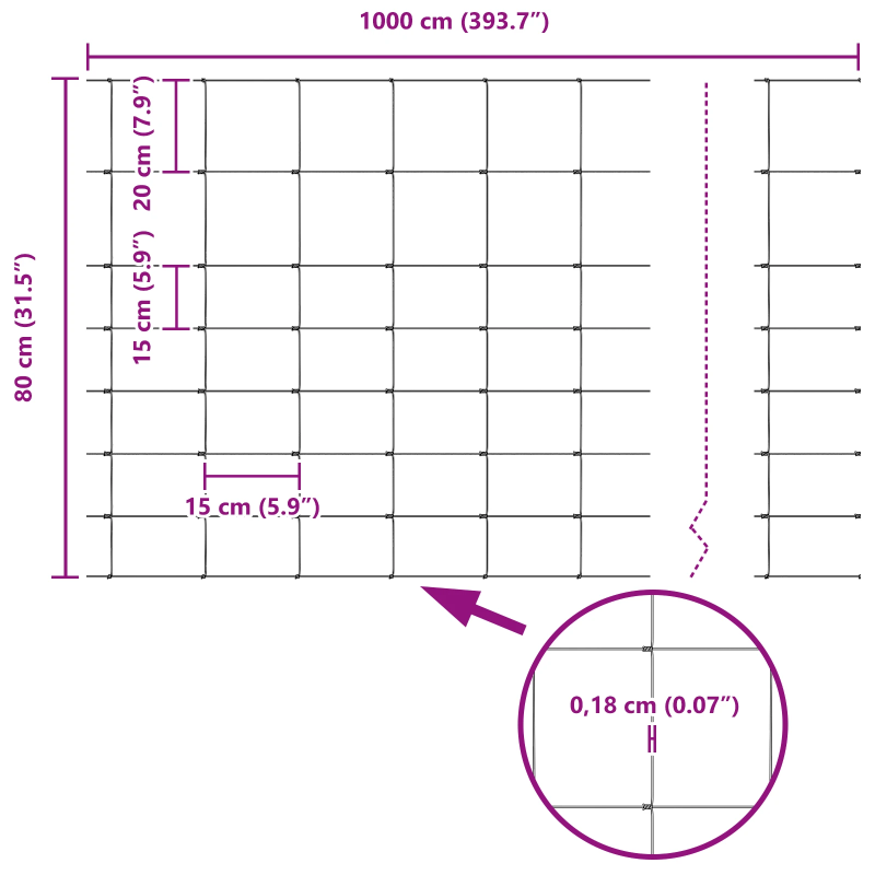 vidaXL Savvaļas žogs Karsti galvanizēts 1000 x 80 x 0,18 cm Dzelzs