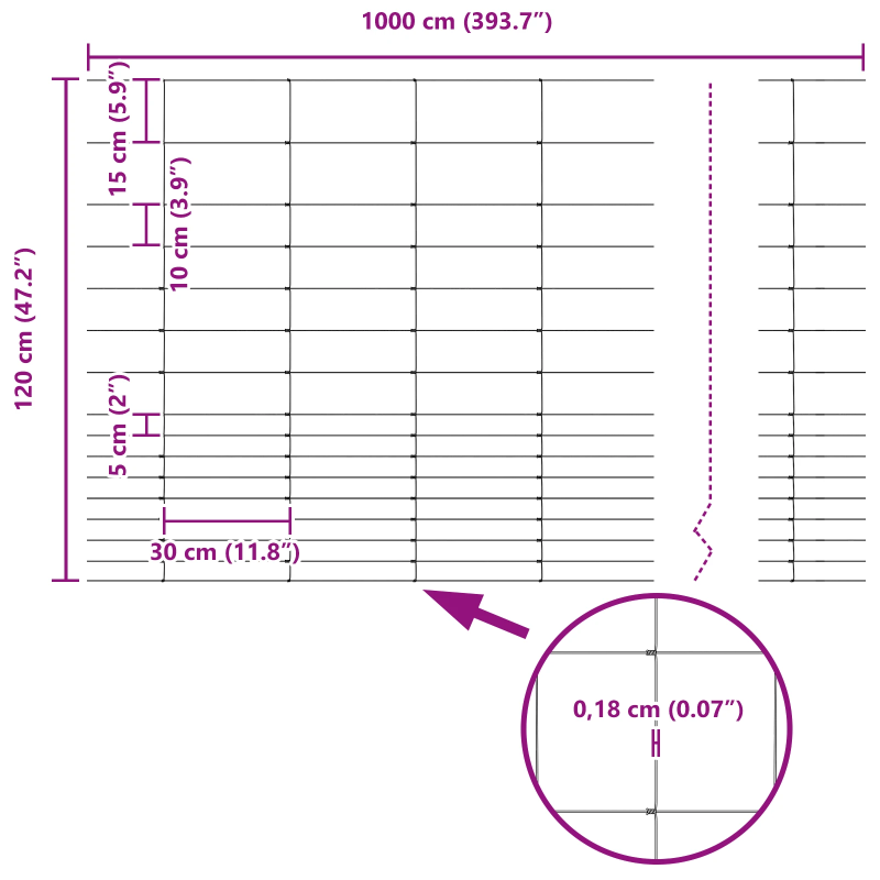 vidaXL Savvaļas žogs Karsti galvanizēts 1000 x 120 x 0,18 cm Dzelzs