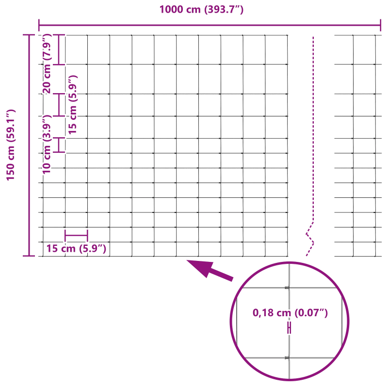 vidaXL Savvaļas žogs Karsti galvanizēts 1000 x 150 x 0,18 cm Dzelzs